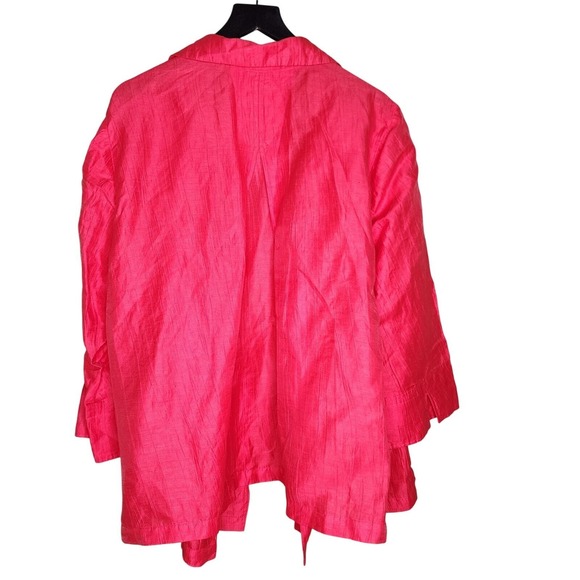 Maggie Barnes Catherines Linen Blend Jacket Coral Open Front 2X 24W Lightweight - Picture 3 of 4